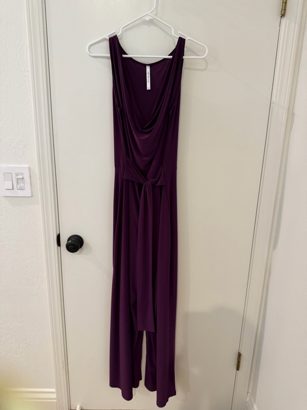Sleeveless Draped Jumpsuit in Deep Plum